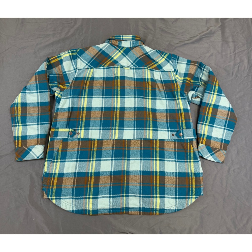 Duluth Trading Co Womens XL Quilted Flannel Shirt Jacket Plaid Teal - Picture 7 of 9